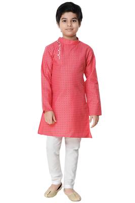 Pink plain cotton boys-kurta-pyjama 3