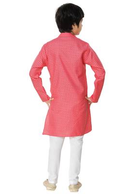 Pink plain cotton boys-kurta-pyjama 4