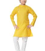 Yellow plain cotton boys-kurta-pyjama