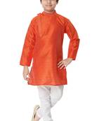 Orange plain cotton boys-kurta-pyjama