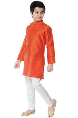 Orange plain cotton boys-kurta-pyjama 2
