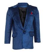 Blue plain velvet boys-blazer