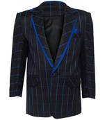 Black plain silk blend boys-blazer