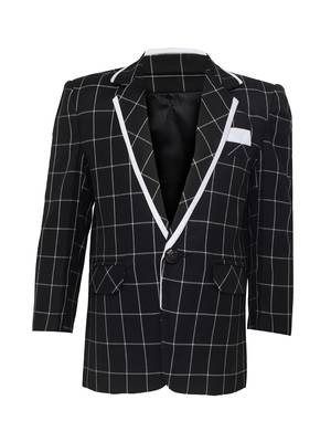 Black plain silk blend boys-blazer 1