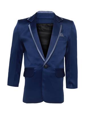 Blue plain silk blend boys-blazer 1