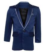 Blue plain silk blend boys-blazer