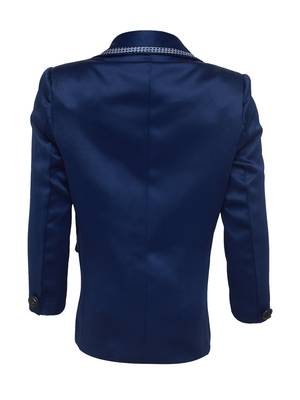Blue plain silk blend boys-blazer 2