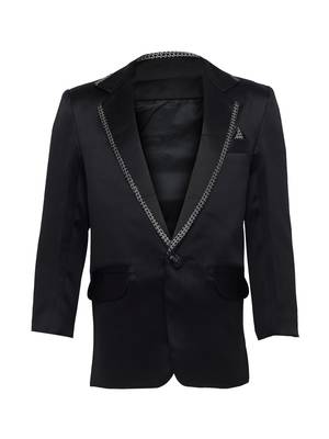 Black plain silk blend boys-blazer 1