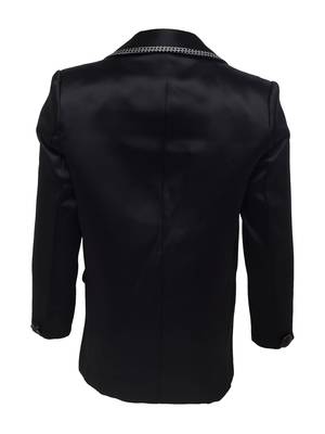 Black plain silk blend boys-blazer 2