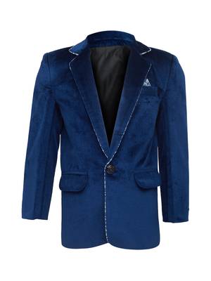 Blue plain silk blend boys-blazer 1