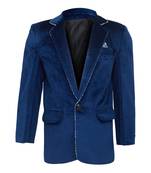 Blue plain silk blend boys-blazer