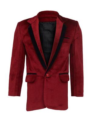 Maroon plain silk blend boys-blazer 1