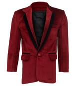 Maroon plain silk blend boys-blazer