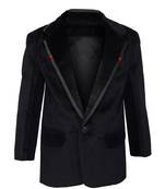Black plain silk blend boys-blazer