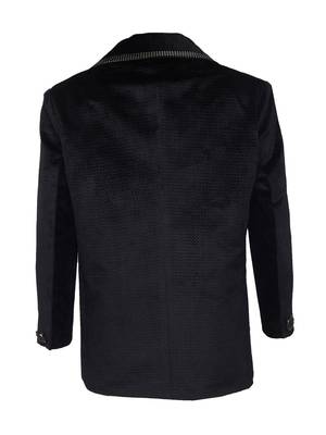 Black plain silk blend boys-blazer 2