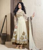 White embroidered crepe salwar