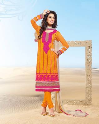 Yellow embroidered net salwar 1
