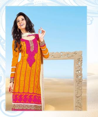 Yellow embroidered net salwar 2