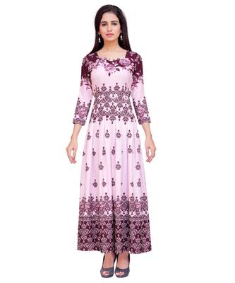 Pink Printed Heavy Rayon Floral Print Gown 1