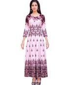 Pink Printed Heavy Rayon Floral Print Gown
