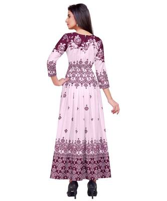 Pink Printed Heavy Rayon Floral Print Gown 2