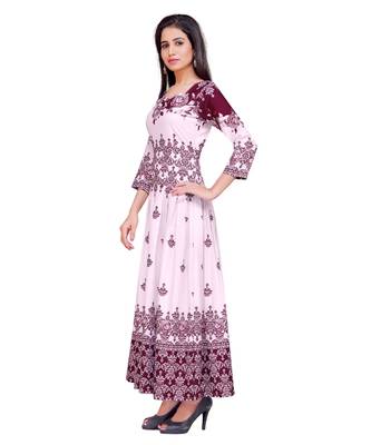 Pink Printed Heavy Rayon Floral Print Gown 4