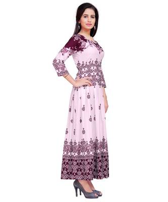Pink Printed Heavy Rayon Floral Print Gown 5