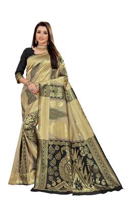  black woven jacquard saree with blouse 1