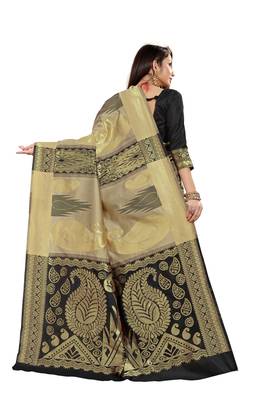  black woven jacquard saree with blouse 2