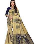  blue woven jacquard saree with blouse