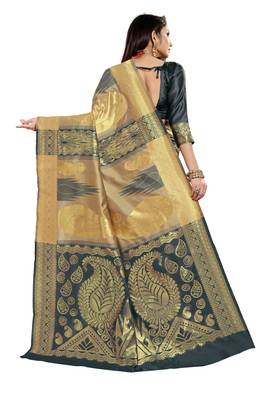  grey woven jacquard saree with blouse 2