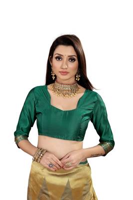  green woven jacquard saree with blouse 3