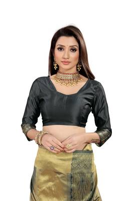  grey woven jacquard saree with blouse 3
