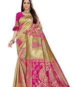 pink woven jacquard saree with blouse