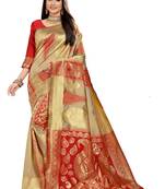  red woven jacquard saree with blouse