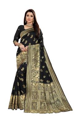  black woven jacquard saree with blouse 1