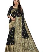  black woven jacquard saree with blouse