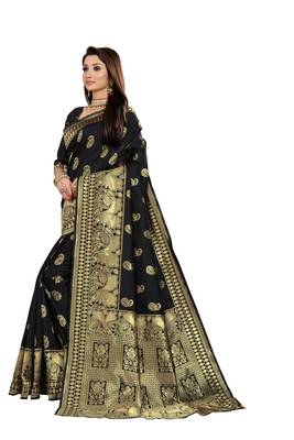  black woven jacquard saree with blouse 2