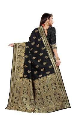  black woven jacquard saree with blouse 3