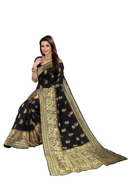  black woven jacquard saree with blouse 4
