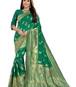  green woven jacquard saree with blouse
