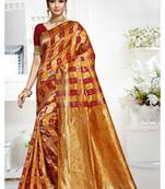 Yellow woven banarasi saree with blouse