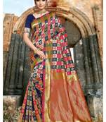 Pink woven banarasi saree with blouse