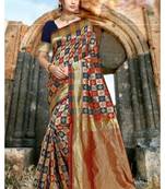 Red woven banarasi saree with blouse