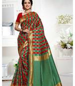 Red woven banarasi saree with blouse