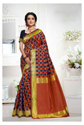 Maroon woven banarasi saree with blouse 1