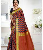 Maroon woven banarasi saree with blouse