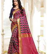 Pink woven banarasi saree with blouse