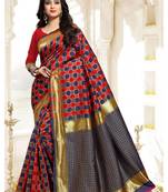 Maroon woven banarasi saree with blouse