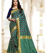 Green woven banarasi saree with blouse